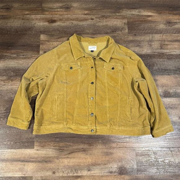 Universal Thread Yellow Corduroy Jacket 4X Chore Coat Pockets Buttons Cottage - Picture 1 of 10